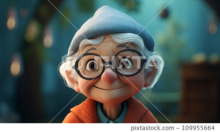 手绘卡通可爱的慈祥的老奶奶插画 手绘卡通可爱的慈祥的老奶奶插画 109955664