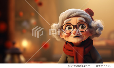 手绘卡通可爱的慈祥的老奶奶插画 手绘卡通可爱的慈祥的老奶奶插画 109955670