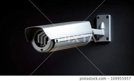 AI-generated content. Security Camera isolate on black background. Neural network AI generated art 109955957
