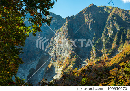 Mt. Tanigawa, Ichinokurasawa, where the autumn leaves stand out against the blue sky, and Shiritateiwa Mt. Tanigawa, Ichinokurasawa, where the autumn leaves stand out against the blue sky, and Shiritateiwa 109956070