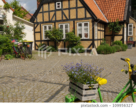 the city of Kappeln at the river schlei 109956327