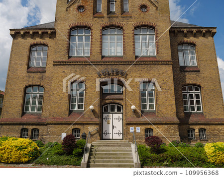 the city of Kappeln at the river schlei 109956368