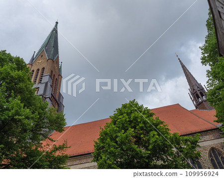 the city of Schleswig at the river schlei in germany the city of Schleswig at the river schlei in germany 109956924