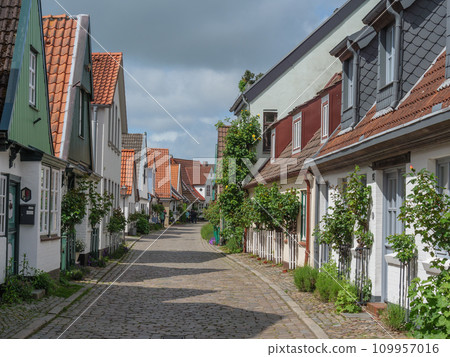the city of Schleswig at the river schlei in germany 109957016