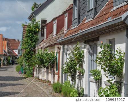 the city of Schleswig at the river schlei in germany 109957017