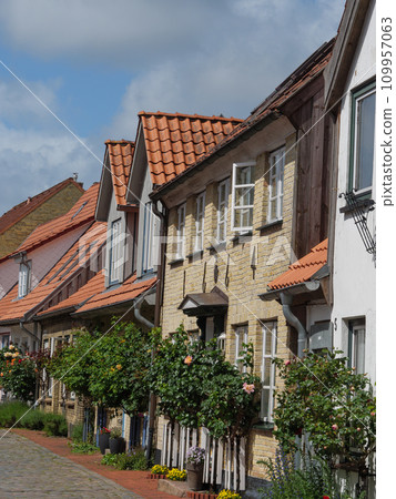 the city of Schleswig at the river schlei in germany 109957063