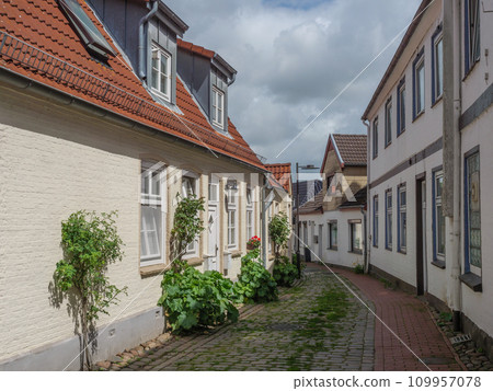 the city of Schleswig at the river schlei in germany 109957078