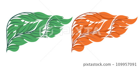 Vector set of human healthy and unhelthy livers from leaves isolated from background. Collcetion of internal organs of a vegetarian 109957091