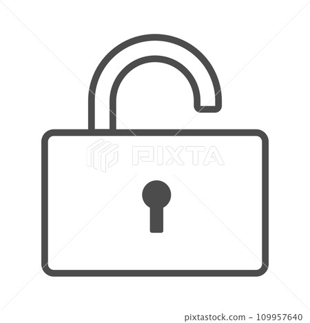 Vector icon illustration of a simple line drawing of an unlocked padlock 109957640