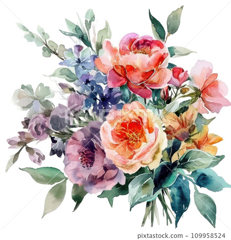 watercolor wedding bouquet isolated watercolor wedding bouquet isolated 109958524