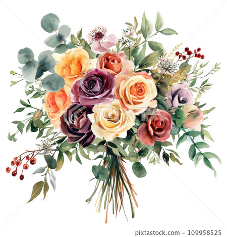 watercolor wedding bouquet isolated watercolor wedding bouquet isolated 109958525