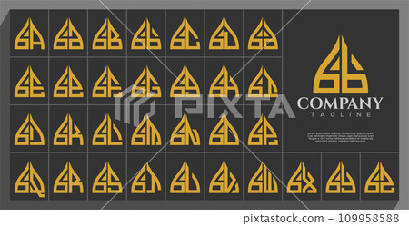 Luxury line arch dome lowercase letter B BB logo design set 109958588