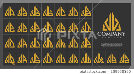 Luxury line arch dome letter V VV logo design set 109958590