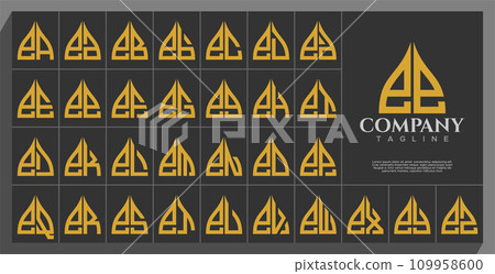 Luxury line arch dome lowercase letter E EE logo design set 109958600