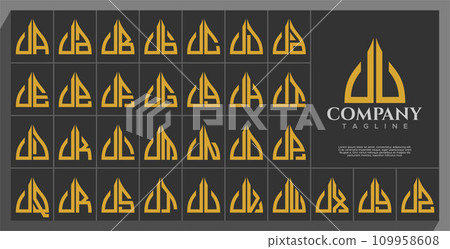 Luxury line arch dome letter U UU logo design set 109958608