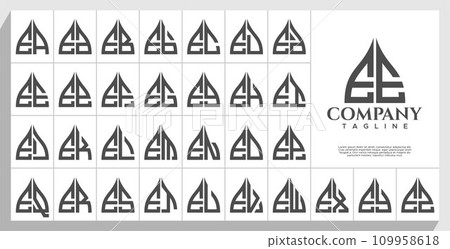 Bundle of abstract arch dome letter E EE logo design 109958618