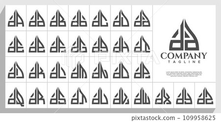 Set of abstract arch dome lowercase letter D DD logo design 109958625