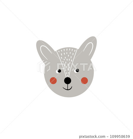 Bear black and white illustration with white floral elements. Cute cartoon character. Linocut style. Bear black and white illustration with white floral elements. Cute cartoon character. Linocut style. 109958639
