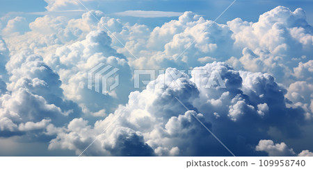 natural sky background, cloudyscape, top view of cumulus clouds 109958740