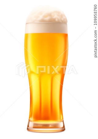Beer in a tall glass on a white background. Mugs with drink like Ipa, Pale Ale, Pilsner, Porter or Stout 109958760