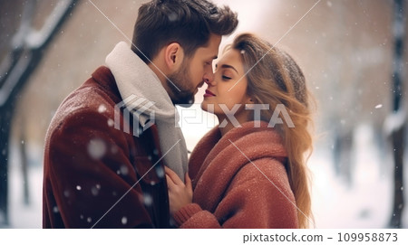 Love's Embrace Amidst Frosty Park Love's Embrace Amidst Frosty Park 109958873