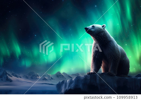 Nocturnal Majesty: Bear Beneath the Northern Lights Nocturnal Majesty: Bear Beneath the Northern Lights 109958913