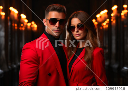 Affectionate Pair in Stylish Stance 109958916