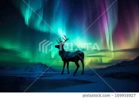 Aurora Dreams: Majestic Antelope in Night's Glow 109958927