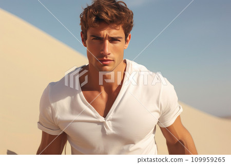 Solo Walker Amidst Vast Desert Terrain Solo Walker Amidst Vast Desert Terrain 109959265