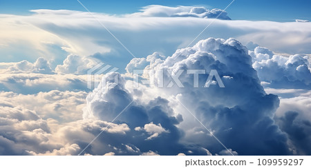 cloudscape, beautiful aerial view above clouds on sunny day 109959297