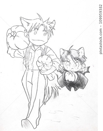 Drawing in the style of anime. The image of a fictional characte 109959382