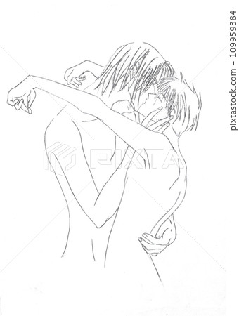 Drawing in the style of anime. Image enamored girl and the guy i Drawing in the style of anime. Image enamored girl and the guy i 109959384