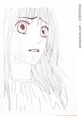 Drawing in the style of anime. Picture of a girl in the picture 109959392
