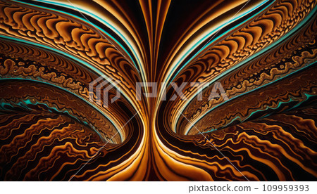 AI-generated content. Intricate Fractal Dance in Gold and Blue 109959393