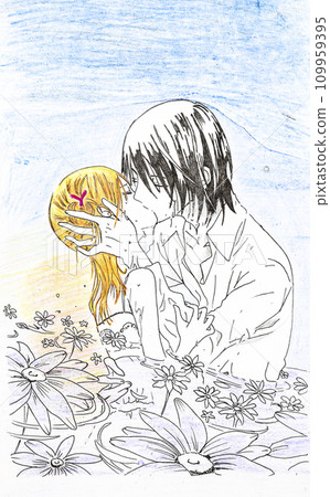 Drawing in the style of anime. Image enamored girl and the guy i 109959395