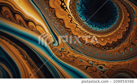 AI-generated content. Dynamic Swirls of Blue and Gold Art 109959398