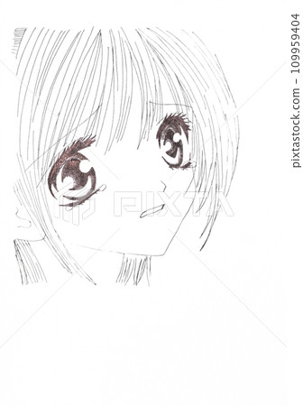 Drawing in the style of anime. Picture of a girl in the picture Drawing in the style of anime. Picture of a girl in the picture 109959404