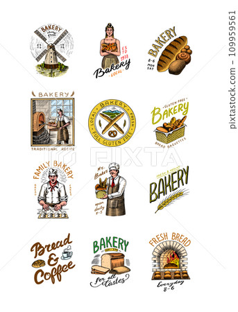 Bread, long loaf or baguette. Engraved hand drawn in old sketch and vintage style for label, logo 109959561