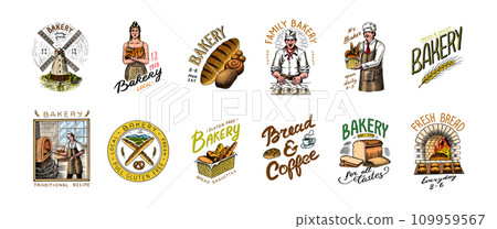 Bread, long loaf or baguette. Engraved hand drawn in old sketch and vintage style for label, logo 109959567