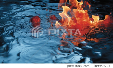 AI-generated content. A fire is burning in the water and it looks like a flower, AI AI-generated content. A fire is burning in the water and it looks like a flower, AI 109959794