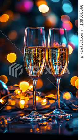 AI-generated content. Festive wine Toast with Sparkles 109959966