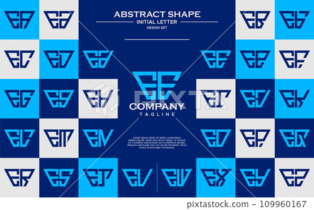 Modern line abstract trapezium letter E EE logo design set 109960167