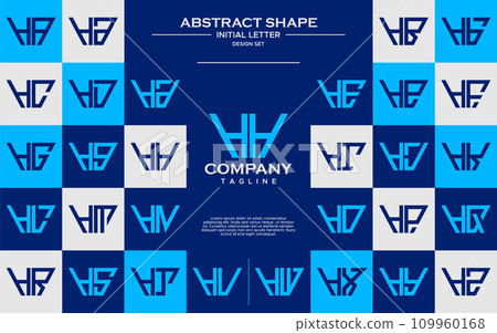 Modern line abstract trapezium letter H HH logo design set 109960168