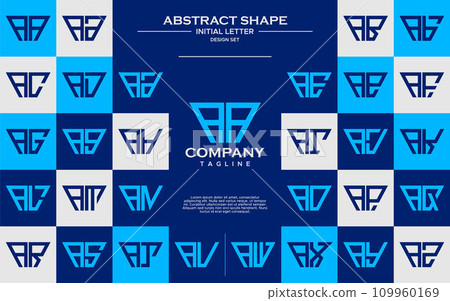 Modern line abstract trapezium letter A AA logo design set 109960169