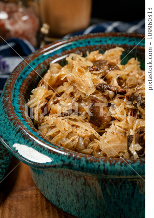 Lenten sauerkraut with mushrooms. Lenten sauerkraut with mushrooms. 109960313
