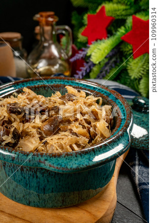 Lenten sauerkraut with mushrooms. Lenten sauerkraut with mushrooms. 109960314