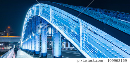 ``Tokyo'' Asakusa, night view of Komagata Bridge 109962169