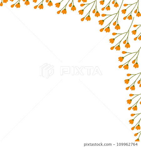 Abstract floral corner frame border with blossom brunches. Design concept for springtime greetings Abstract floral corner frame border with blossom brunches. Design concept for springtime greetings 109962764