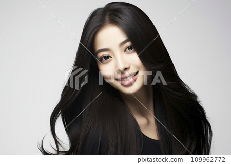 Japanese woman with long black hair 109962772