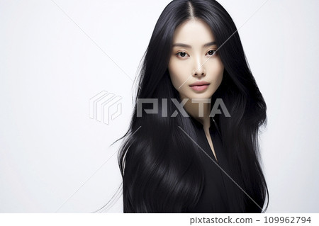 Japanese woman with long black hair Japanese woman with long black hair 109962794